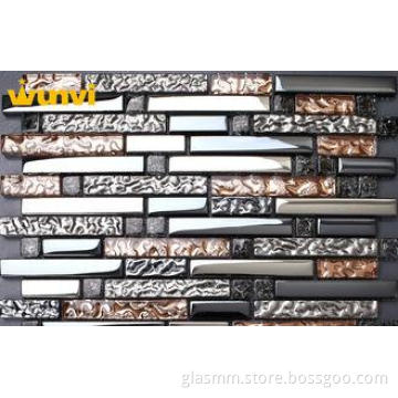 8mm Thickness Glitter Wavy Glass Mosaic Tile For Hotle Wall